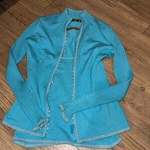 Belldini Teal Open-Front Cardigan